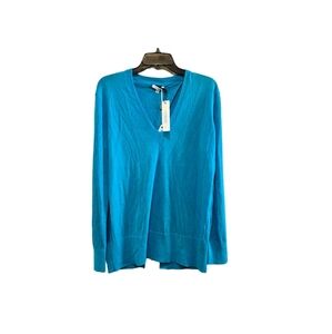 Tome Open Back Sweater Teal Blue Wool Silk Cashmere Women's XL NWT